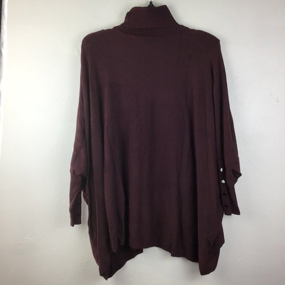 SOLD! Alfani Turtleneck Poncho Sweater Red PM - Picture 9 of 9